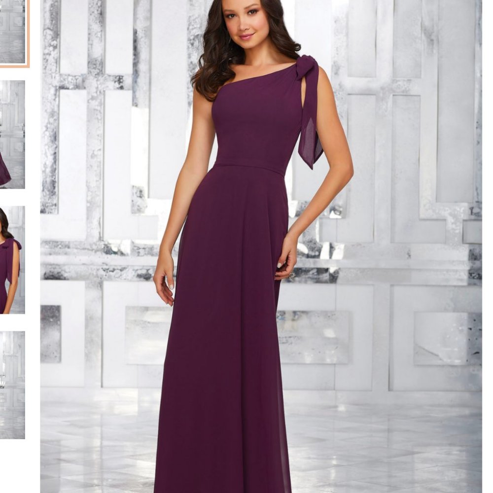 Morilee 21539 One Shoulder Chiffon Bridesmaids Dress Dew Drop Color